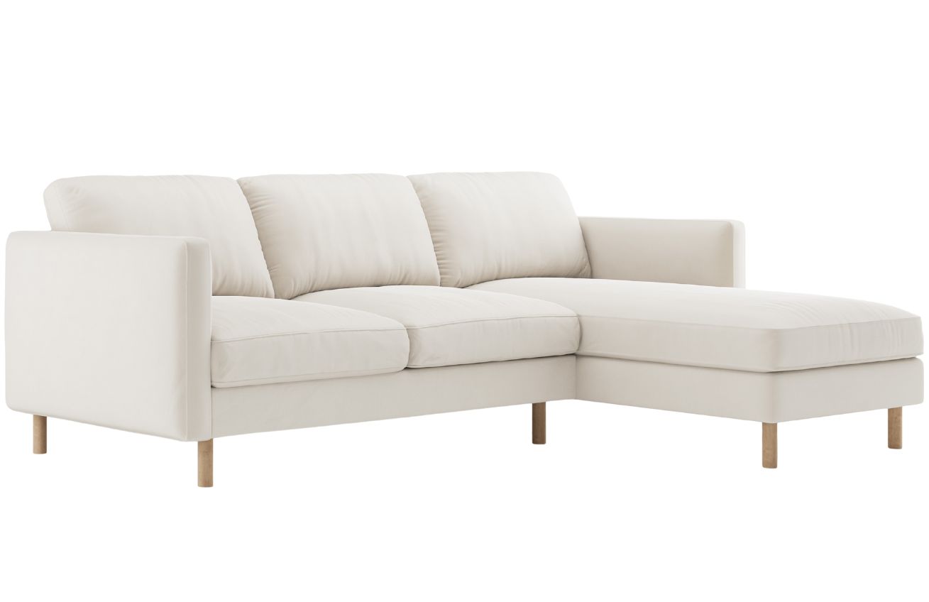 Micadoni Bílá sametová rohová pohovka Eden 250 cm