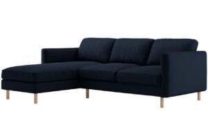 Micadoni Tmavě modrá sametová rohová pohovka Eden 250 cm