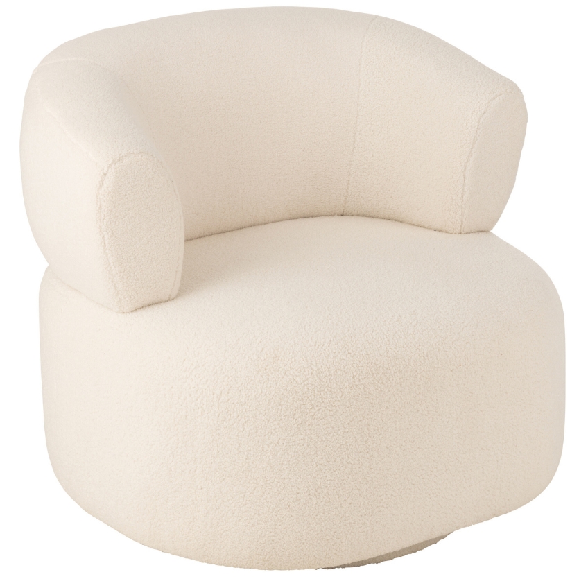 J-line Bílé čalouněné křeslo Poro