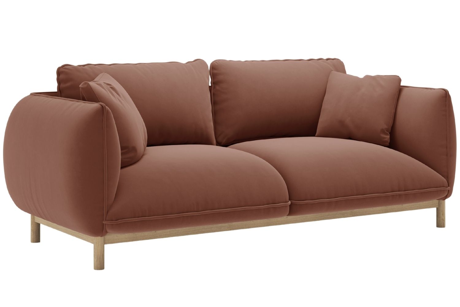 Micadoni Terakotově červená sametová dvoumístná pohovka Ada 178 cm