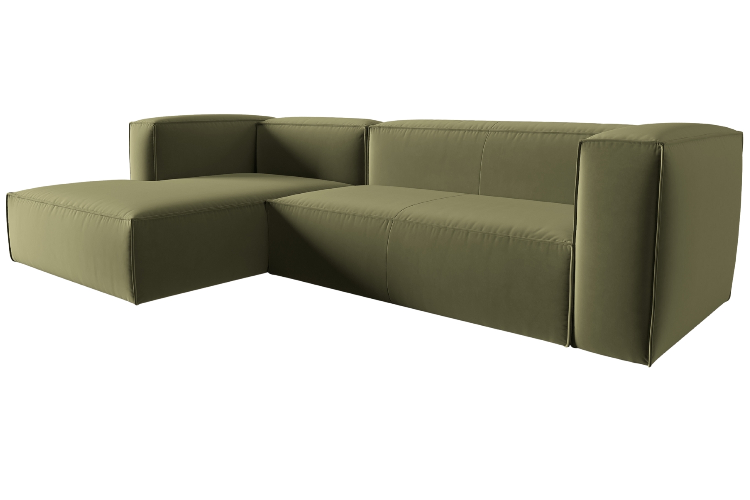 Cosmopolitan Design Zelená sametová rohová pohovka Mackay 282 cm