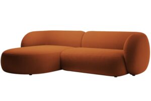 Micadoni Oranžová sametová rohová pohovka Kate 285 cm