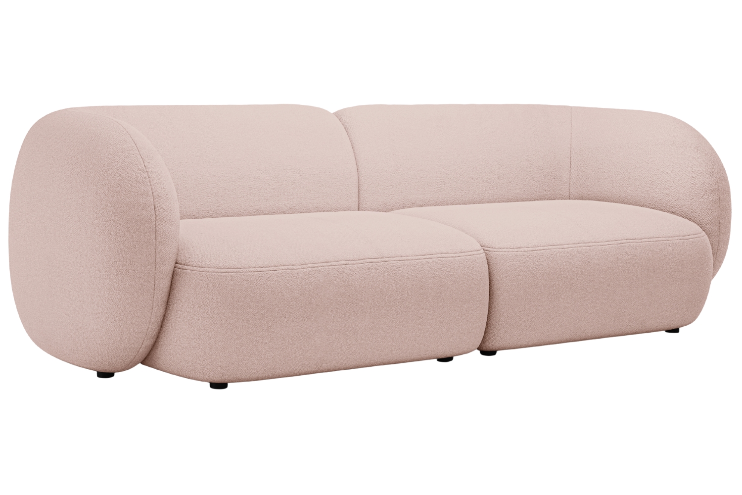 Micadoni Světle růžová bouclé čtyřmístná pohovka Kate 243 cm