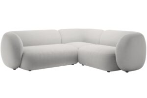 Micadoni Světle šedá sametová rohová pohovka Kate 252 cm