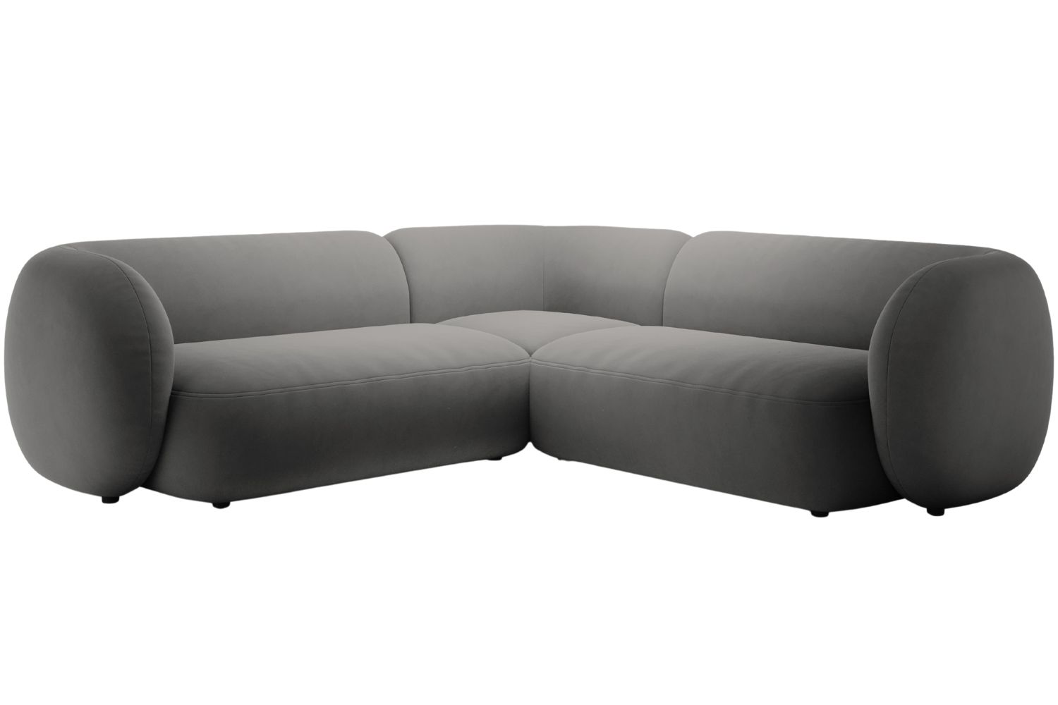 Micadoni Tmavě šedá sametová rohová pohovka Kate 252 cm