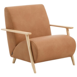 Kave Home Hnědé kožené křeslo Meghan