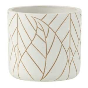 Bílo-zlatý keramický květináč J-line Ledio 14 cm