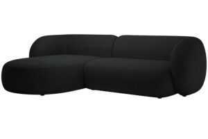 Micadoni Černá bouclé rohová pohovka Kate 285 cm