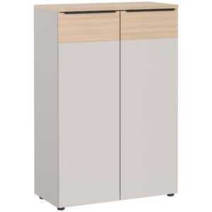 Germania Krémově bílá kancelářská skříň Oviedo 120 x 80 cm s dubovým dekorem