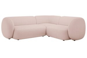 Micadoni Světle růžová bouclé rohová pohovka Kate 252 cm