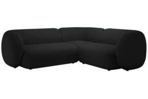 Micadoni Černá bouclé rohová pohovka Kate 252 cm