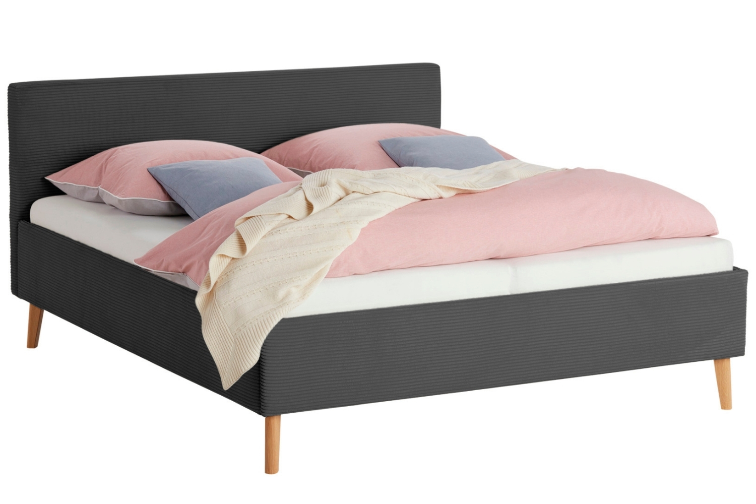 Meise Möbel Antracitově šedá manšestrová dvojlůžková postel Casena 180 x 200 cm