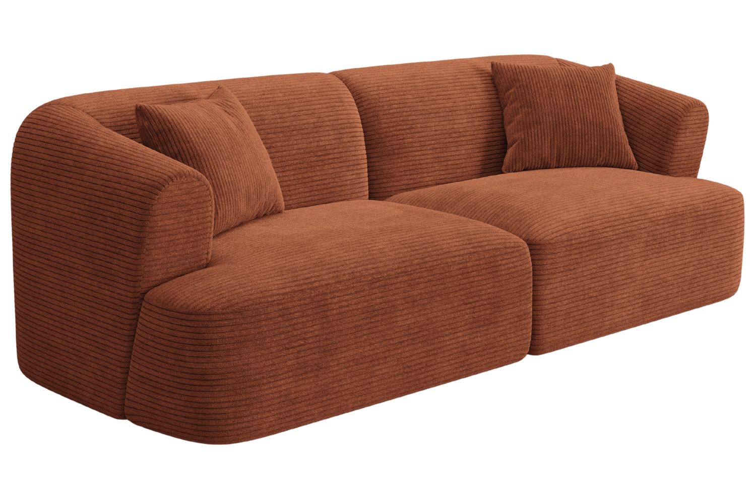 Cosmopolitan Design Terakotově oranžová manšestrová trojmístná pohovka Campi 220 cm