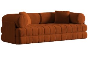 Cosmopolitan Design Terakotově oranžová sametová rozkládací pohovka Kemi 206 cm