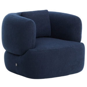 Kave Home Tmavě modré bouclé otočné křeslo Martina