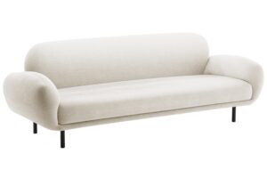 Micadoni Bílá bouclé trojmístná pohovka Poppy 208 cm