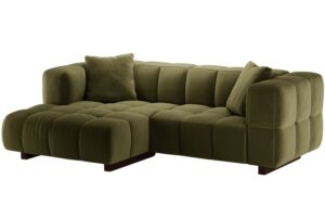 Micadoni Zelená sametová rozkládací pohovka Puma 260 cm