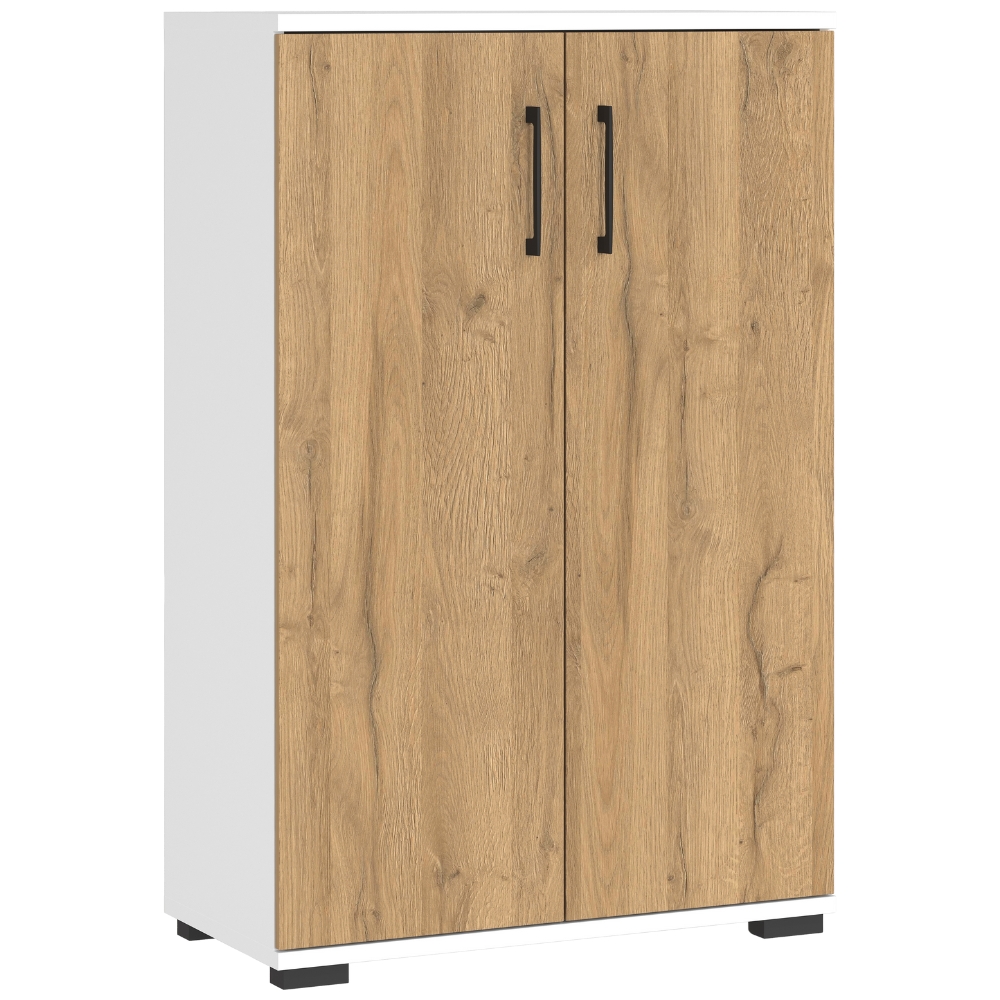 Germania Bílá kancelářská skříň Profi 2.0 123 x 80 cm s dubovým dekorem