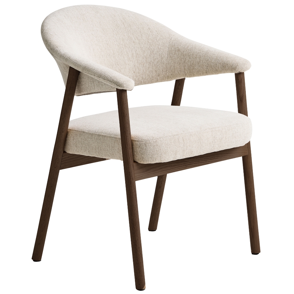 Unique Furniture Krémově bílá jídelní židle Elk s tmavou dubovou podnoží