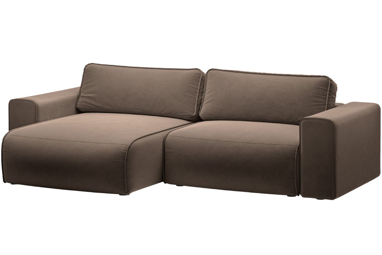 Micadoni Hnědá sametová rozkládací pohovka Victor 246 cm