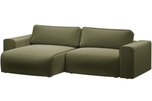 Micadoni Zelená sametová rozkládací pohovka Victor 246 cm