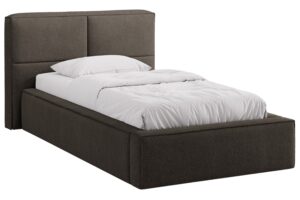 Micadoni Hnědošedá bouclé jednolůžková postel Darren 90 x 200 cm s úložným prostorem