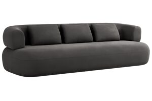 Windsor & Co Tmavě šedá sametová čtyřmístná pohovka Aldrin 226 cm