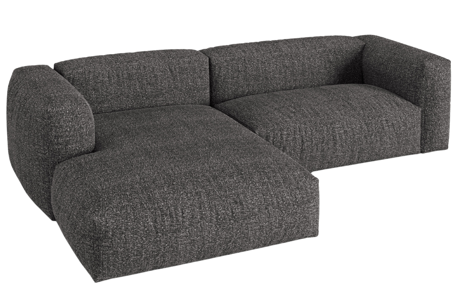 Micadoni Antracitově šedá bouclé rohová pohovka Martina 280 cm