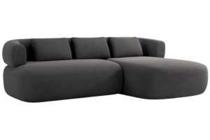 Windsor & Co Tmavě šedá sametová rohová pohovka Aldrin 225 cm