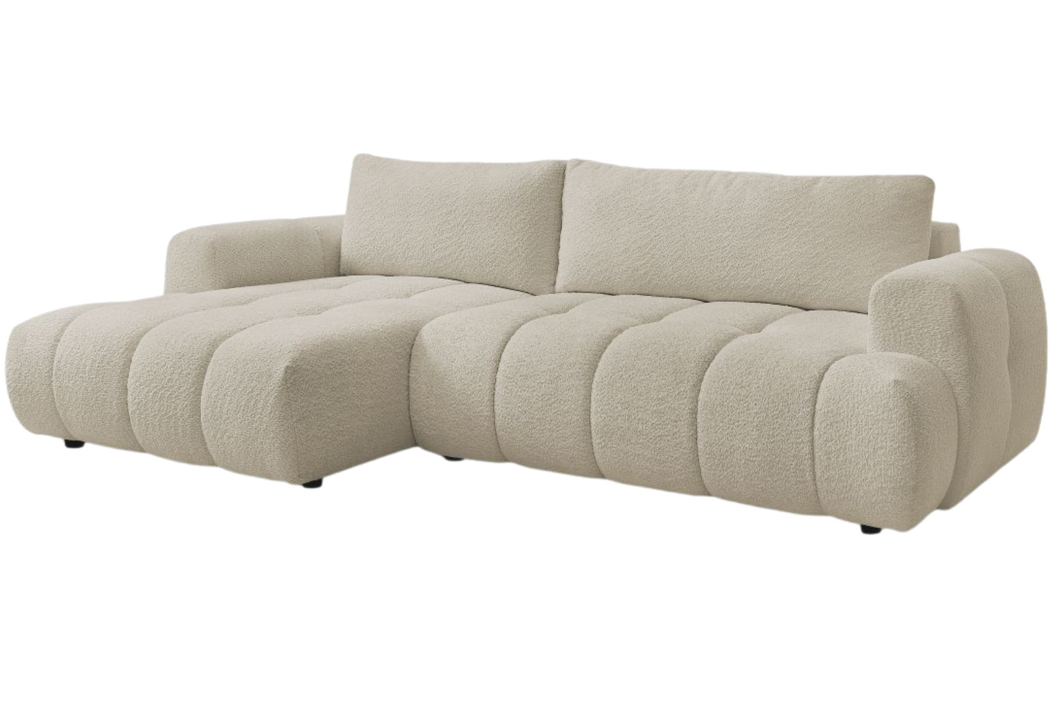 Bobochic Paris Béžová bouclé rozkládací pohovka Fuji 292 cm