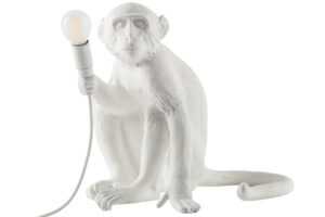 Seletti Bílá stolní lampa Monkey