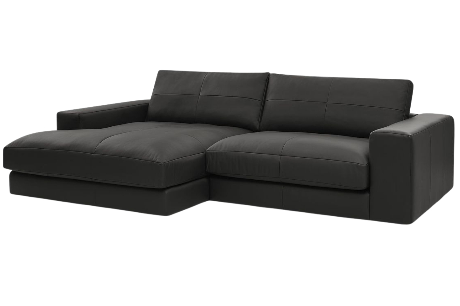 Bobochic Paris Černá kožená rohová pohovka Leonard 274 cm