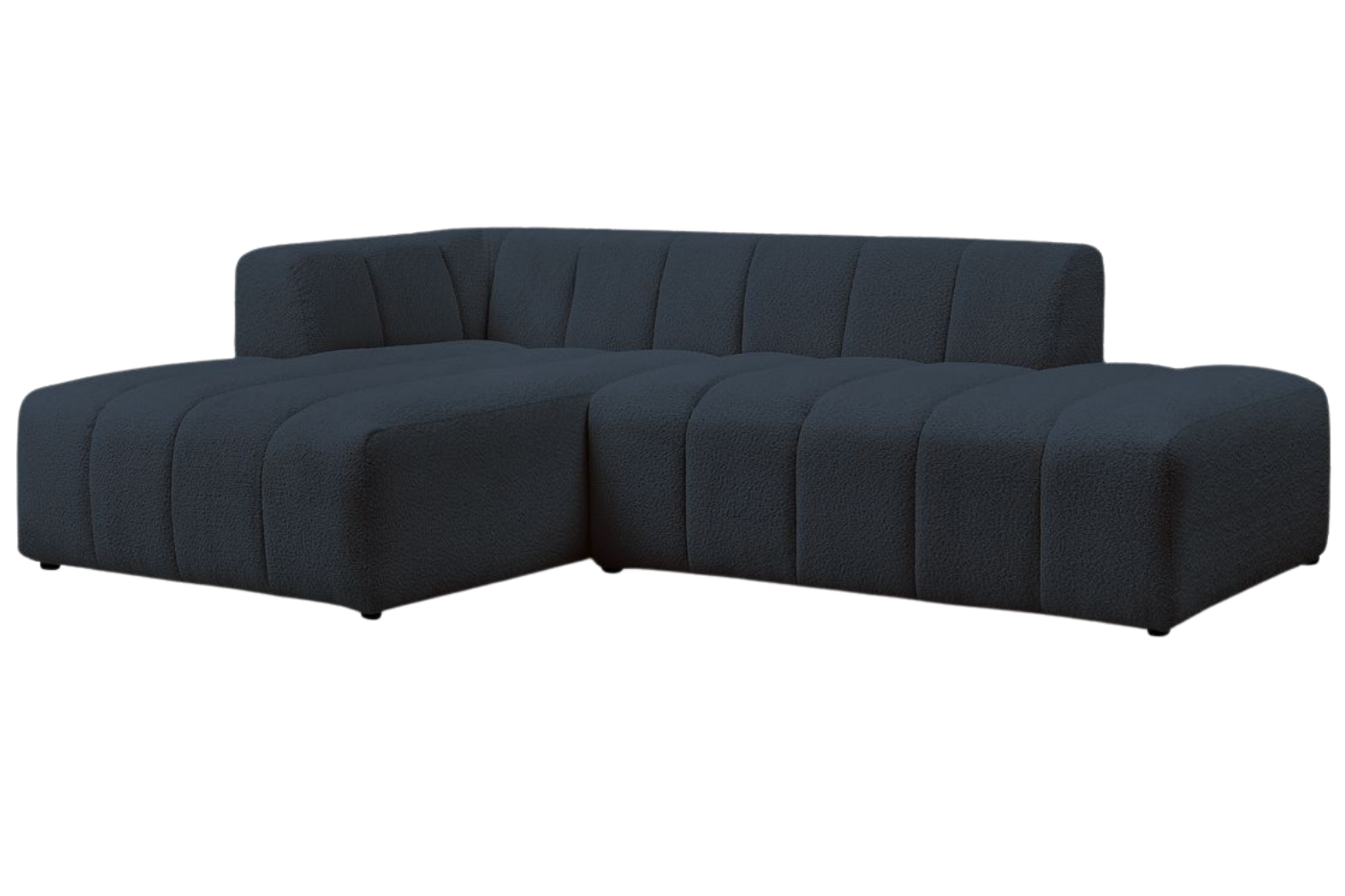 Bobochic Paris Tmavě modrá bouclé rohová pohovka Annecy 262 cm