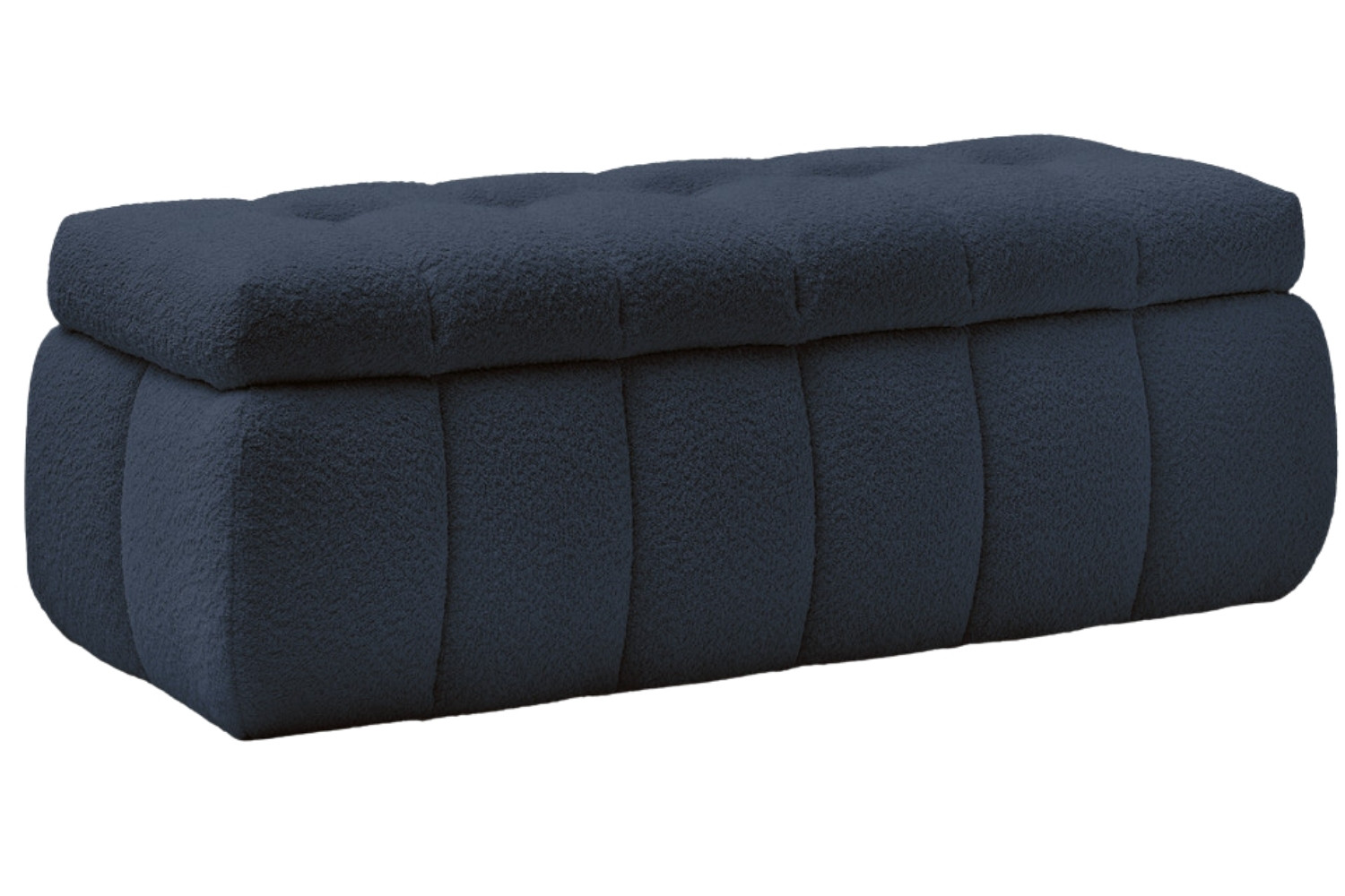 Bobochic Paris Tmavě modrá bouclé lavice Mont-Blanc 144 cm s úložným prostorem