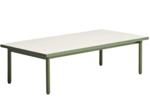 Kave Home Bílo-zelený zahradní stolek Maurina 61 x 122 cm