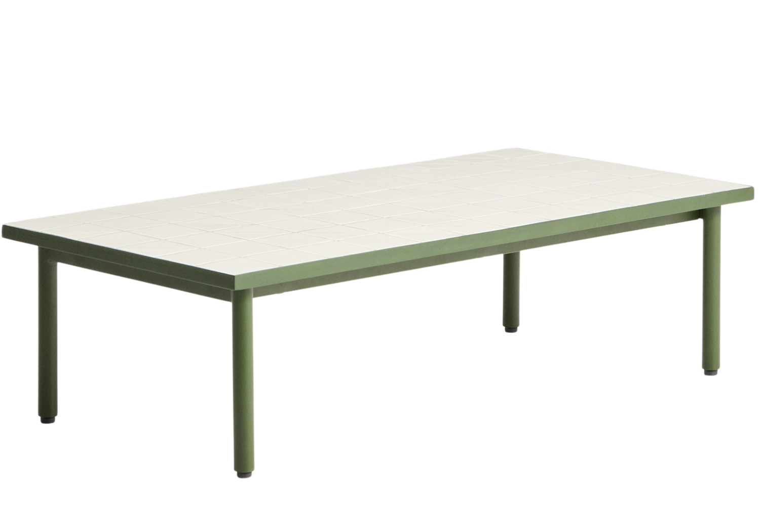 Kave Home Bílo-zelený zahradní stolek Maurina 61 x 122 cm