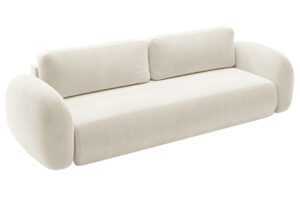 Maison Heritage Krémově bílá sametová rozkládací pohovka Kora 262 cm