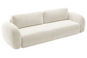 Maison Heritage Krémově bílá sametová rozkládací pohovka Kora 262 cm