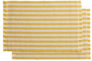 Kave Home Žluto-bílý set dvou prostírání Daltan 35 x 50 cm