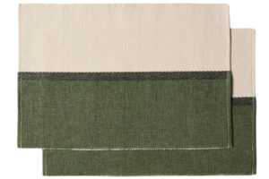 Kave Home Zeleno-béžový bavlněný set dvou prostírání Tari 35 x 30 cm