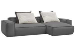 Bobochic Paris Tmavě šedá koženková rohová pohovka Boheme 302 cm