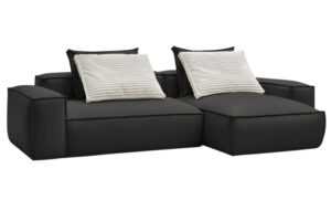 Bobochic Paris Černá koženková rohová pohovka Boheme 302 cm