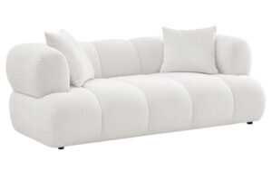 Bobochic Paris Bílá bouclé dvoumístná pohovka Pamira 210 cm