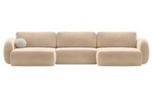 Maison Heritage Béžová sametová rozkládací pohovka Kora 362 cm