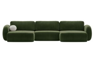 Maison Heritage Zelená sametová rozkládací pohovka Kora 362 cm