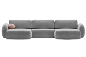 Maison Heritage Tmavě šedá sametová rozkládací pohovka Kora 362 cm