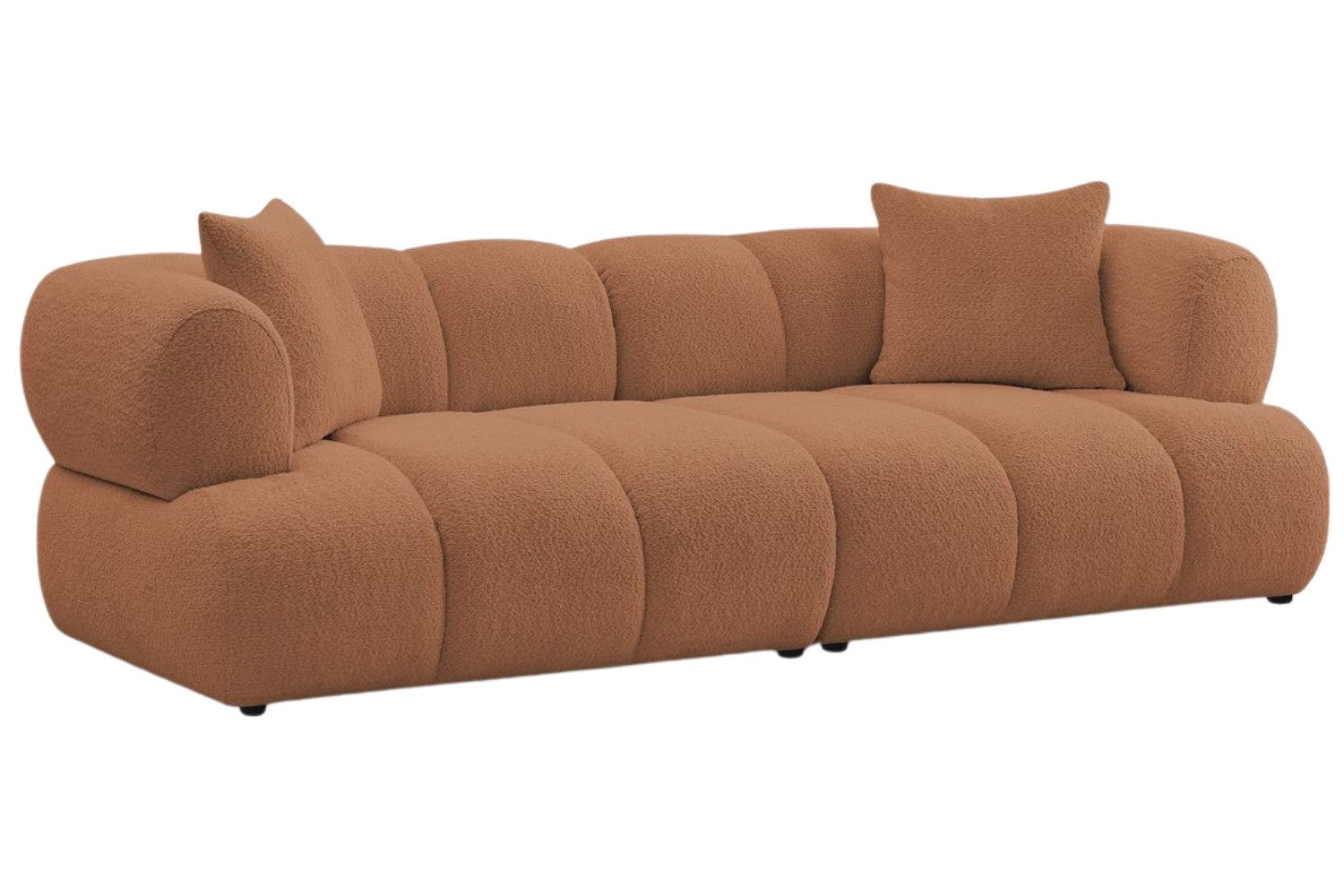 Bobochic Paris Terakotově oranžová bouclé trojmístná pohovka Pamira 253 cm