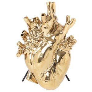 Seletti Zlatá porcelánová váza Love in Bloom 25 cm