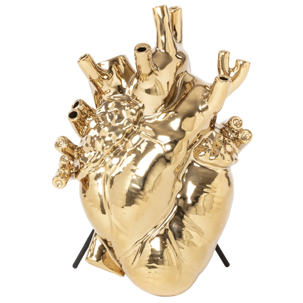 Seletti Zlatá porcelánová váza Love in Bloom 25 cm