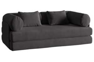Micadoni Tmavě šedá sametová rozkládací pohovka Dreamy 206 cm
